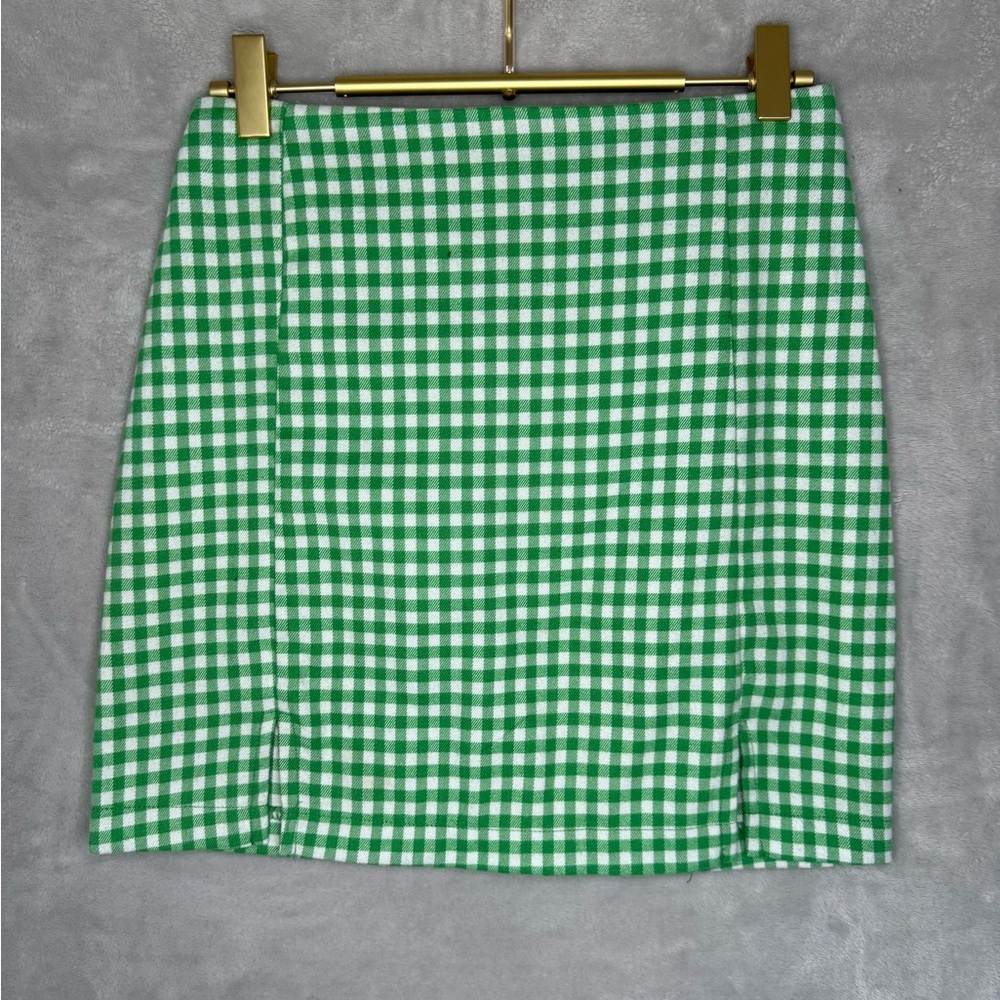 Love on a Hanger Green and White Checkered Mini Skirt